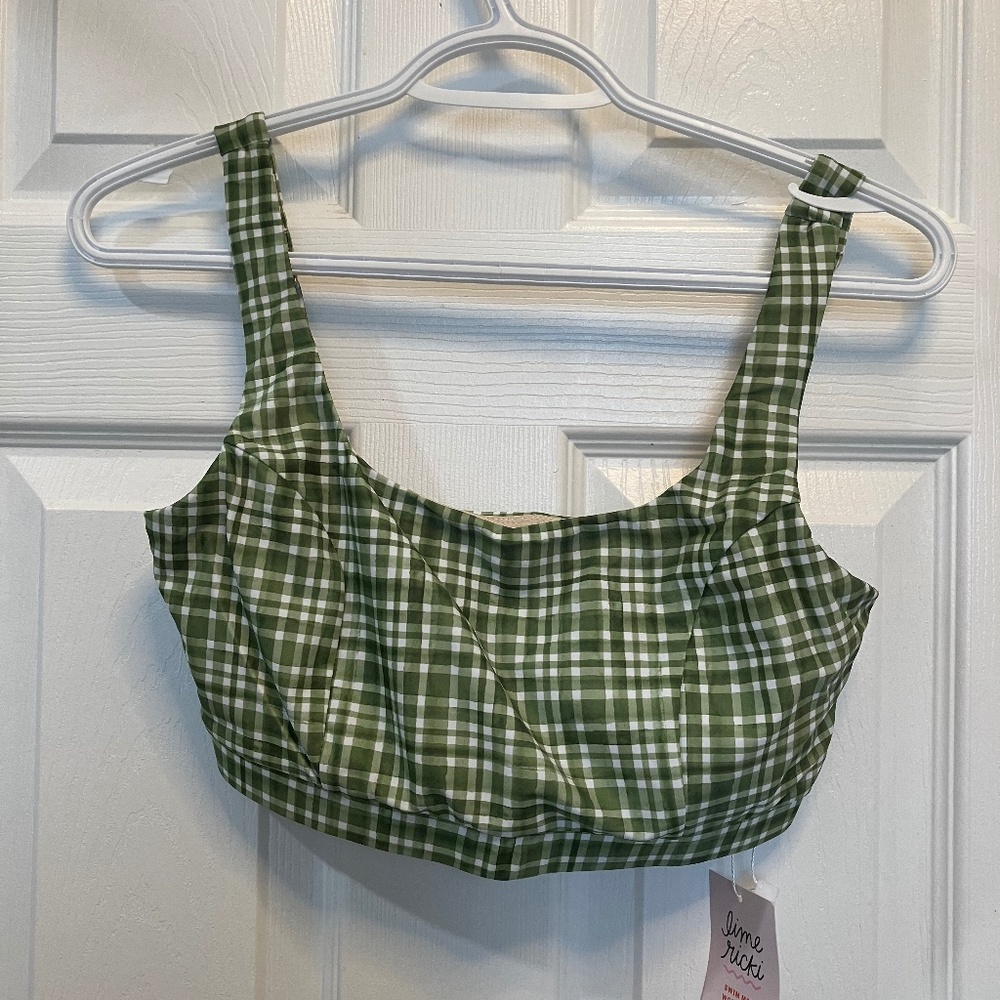 Lime Ricki Gingham Fern Bra Top